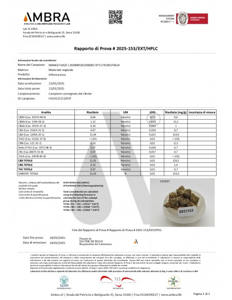 MANGO O.G 12.92% CBD - Glass House