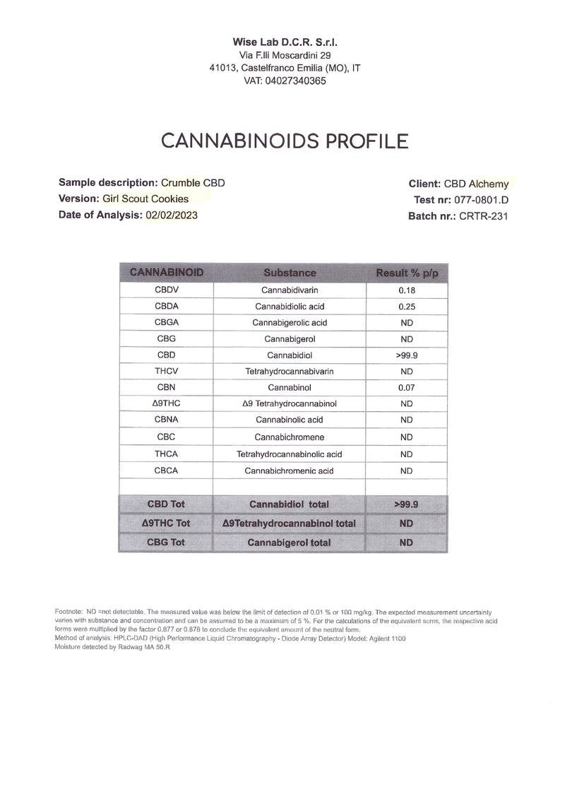 Crumble GIRL SCOUT COOKIES 99% CBD