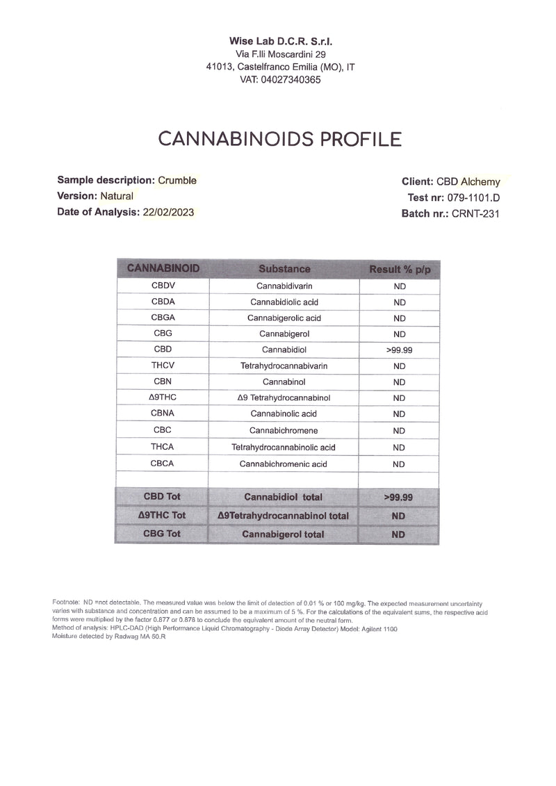 Crumble NATURAL 99% CBD