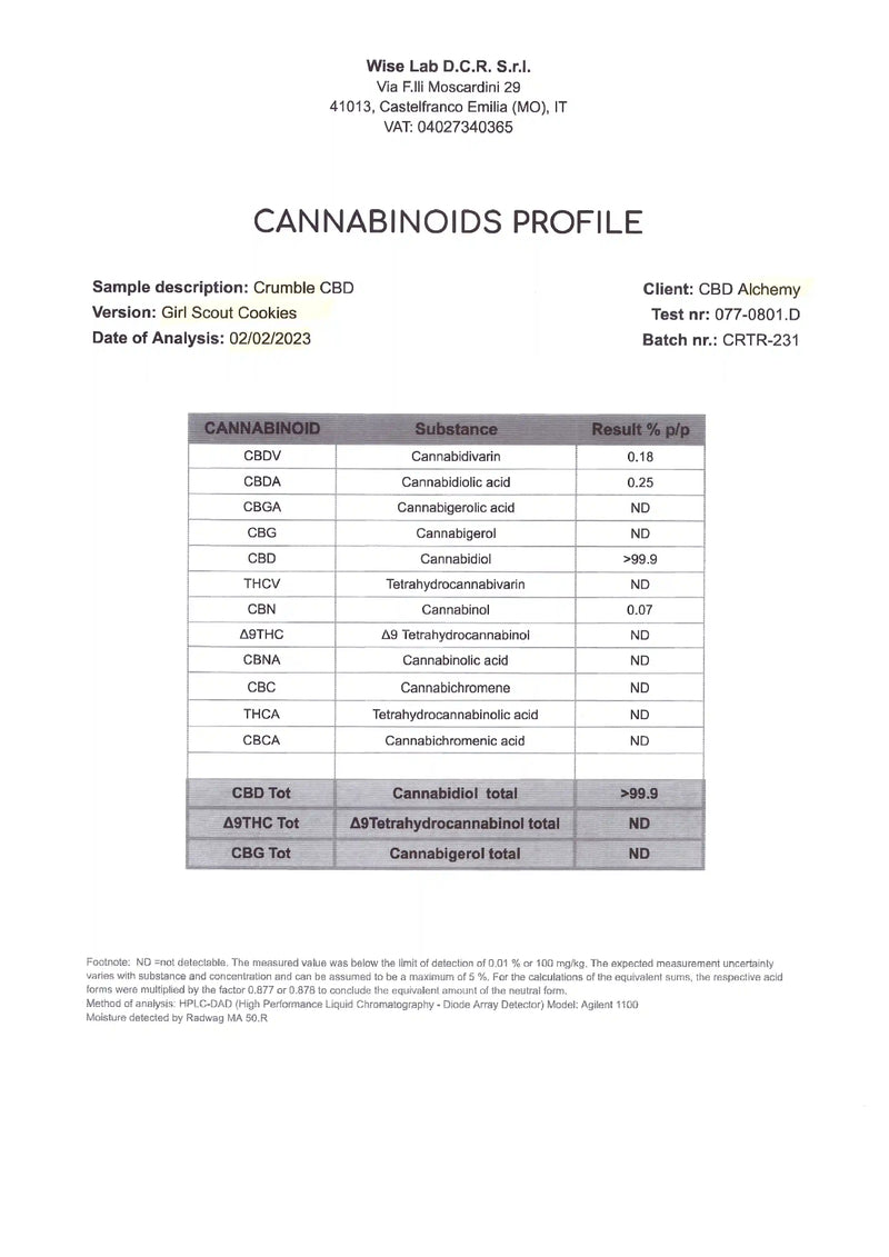 Crumble GIRL SCOUT COOKIES 99 % CBD